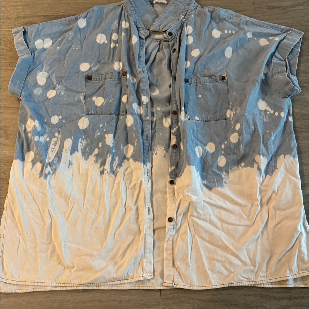 Bleached button denim top